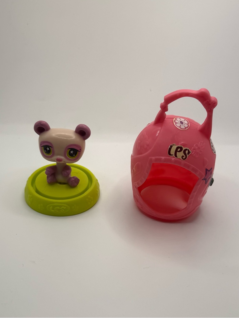 Littlest Pet Shop McDonald's Happy Meal LPS Pink Panda with Base and Carry Case